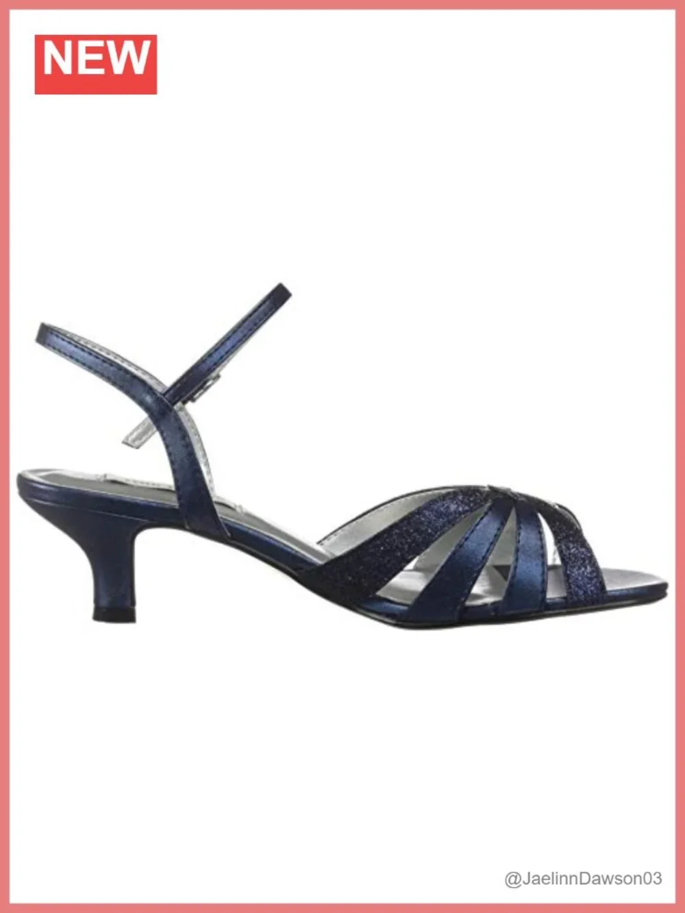 Faux Leather Slingback Open Toe Glitter Rhinestone Stacked Heel Sandals